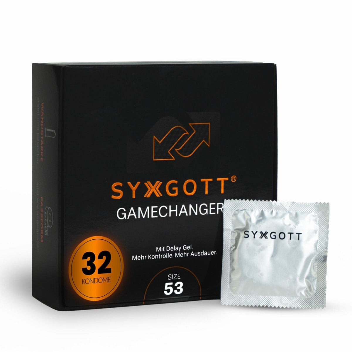 Syxgott Gamechanger Kondome (32 Stück) mit Verzögerungsgel (delay gel) - Syxgott