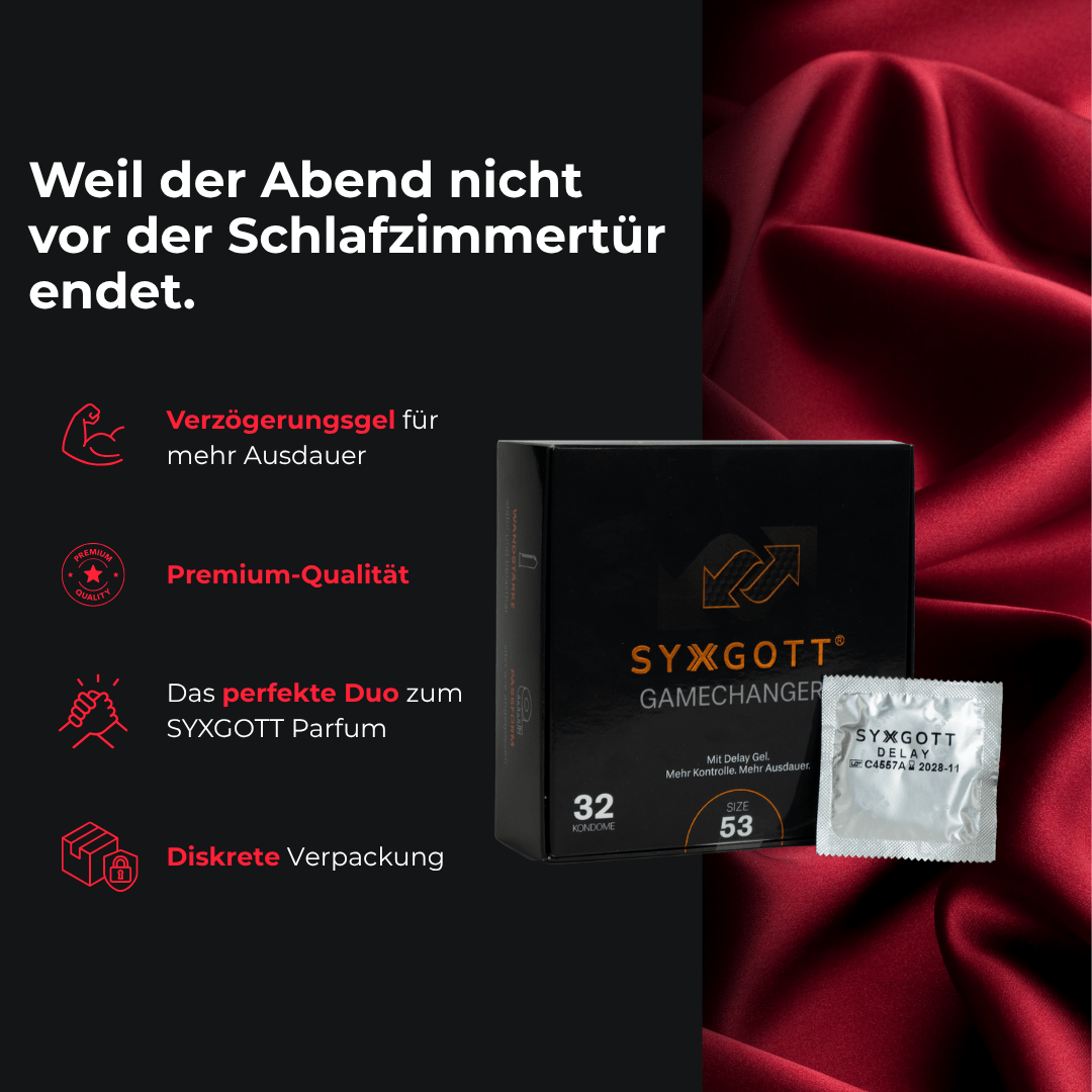 SYXGOTT Gamechanger mit Lidocainhaltigem Gel (delay Gel) mit Reservoir und perfektem Sitz – 32 Stück - Syxgott